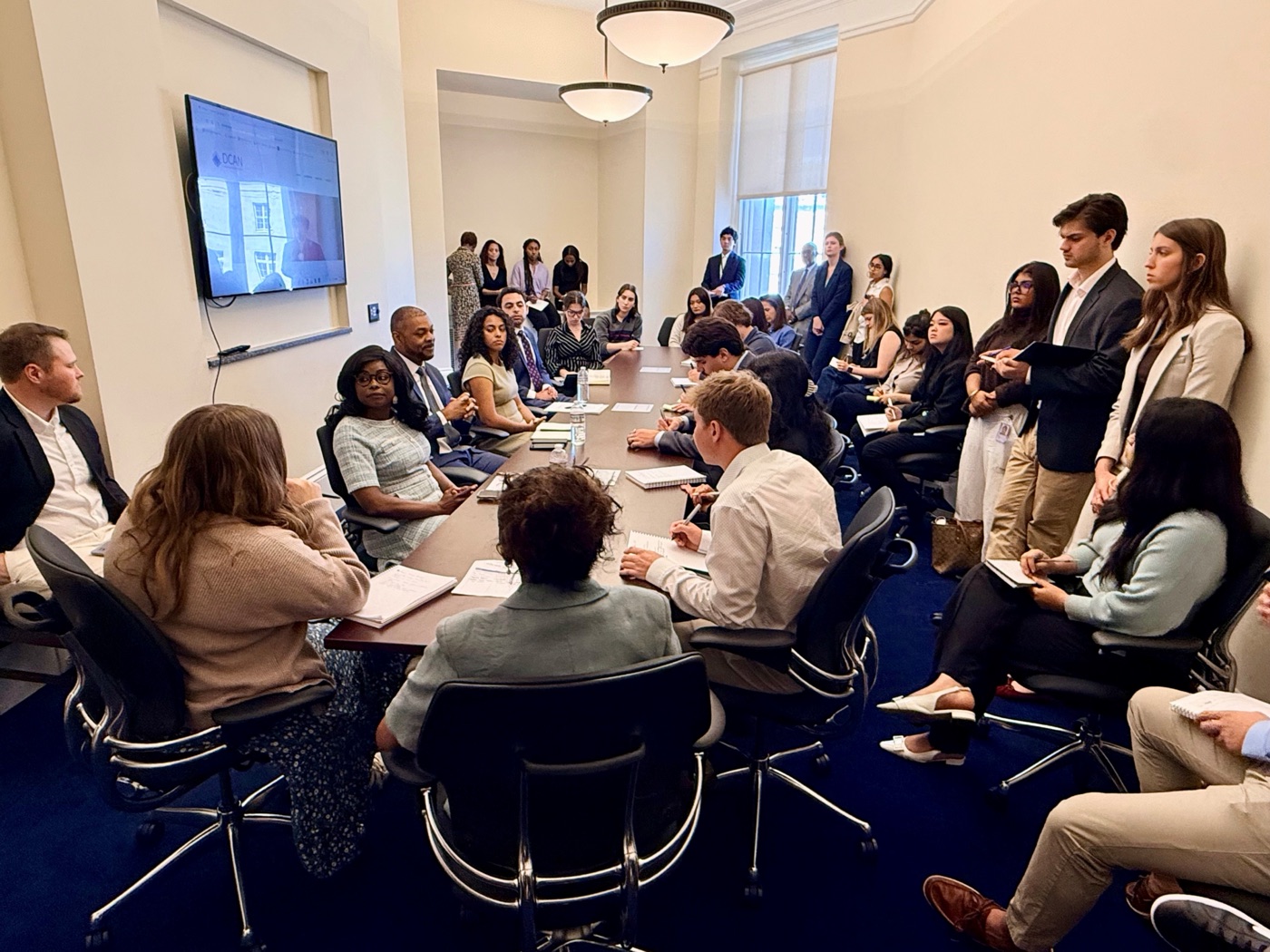 Advocates around a conference table at a DCAN vitiligo meeting